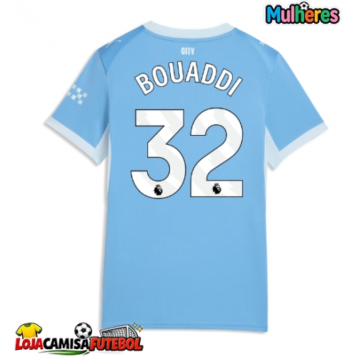 Camisa de Futebol Manchester City Ayyoub Bouaddi #32 Equipamento Principal Mulheres 2026-27 Manga Curta